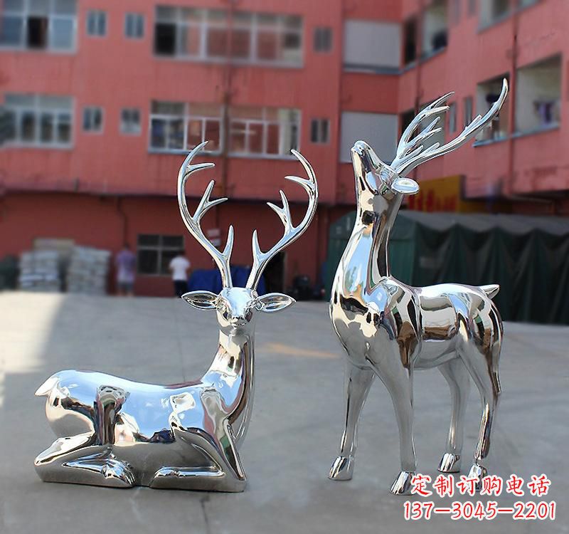 江西不锈钢仿真动物梅花鹿雕塑