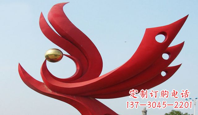江西不锈钢凤凰龙珠雕塑
