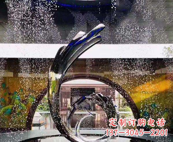 江西不锈钢凤凰喷泉景观雕塑
