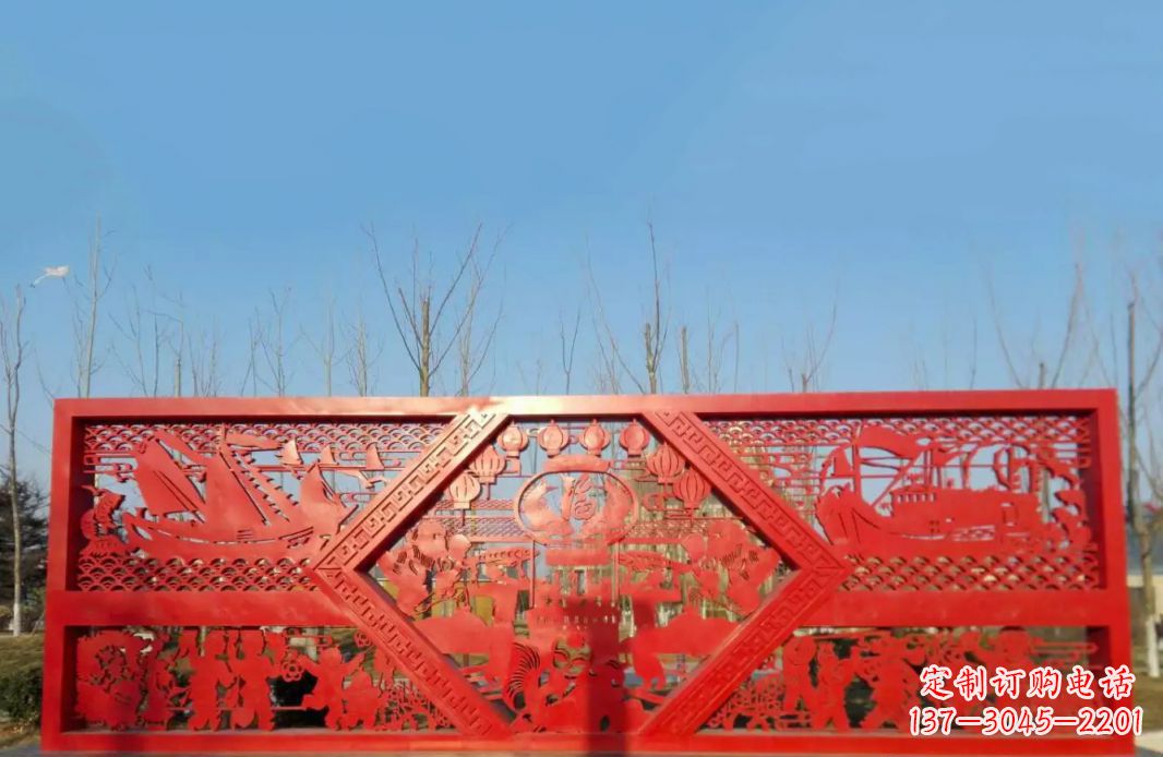 江西不锈钢福字剪纸广场景观雕塑