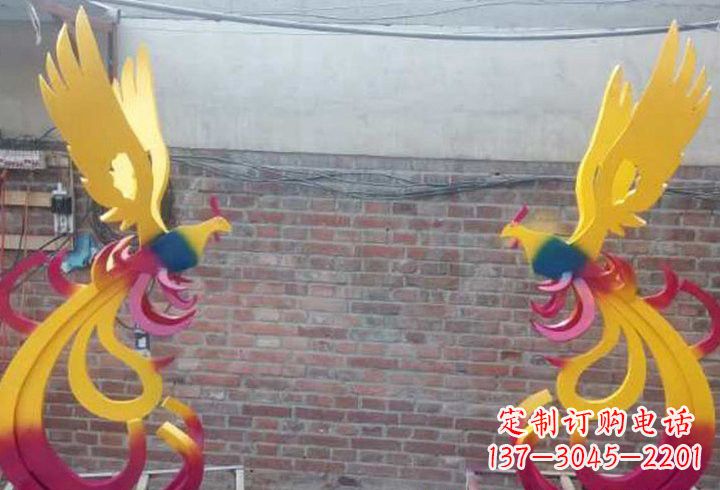 江西不锈钢公园彩色凤凰雕塑