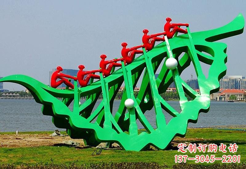 江西不锈钢公园抽象树叶船雕塑