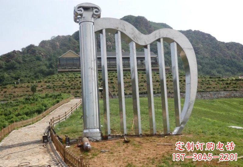 江西不锈钢公园大型抽象竖琴雕塑