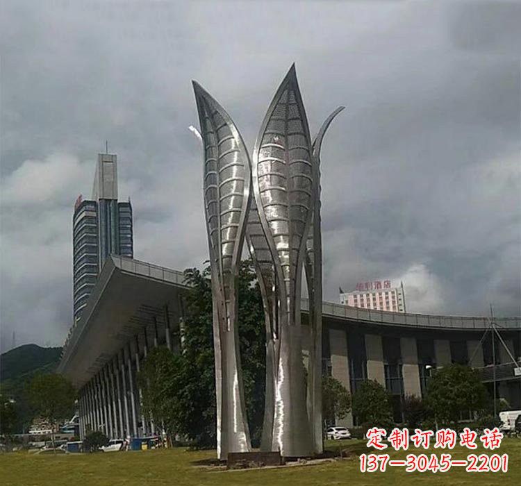 江西不锈钢公园大型抽象树叶雕塑