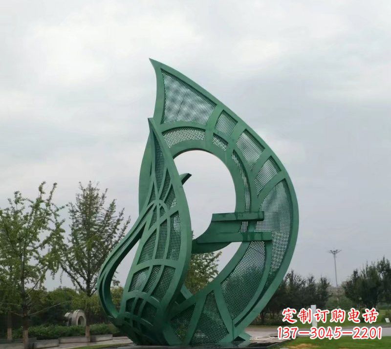 江西不锈钢公园大型镂空树叶雕塑
