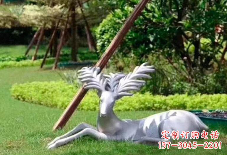 江西不锈钢公园动物大角鹿雕塑