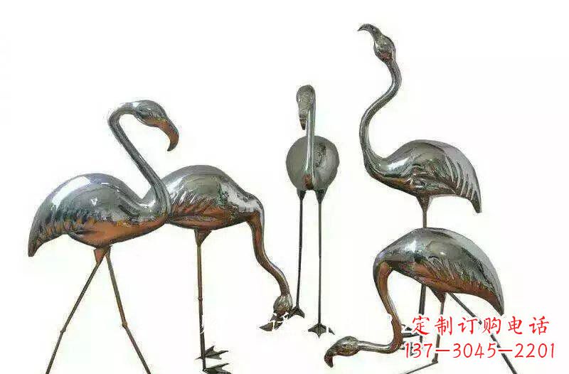 江西不锈钢公园动物火烈鸟雕塑