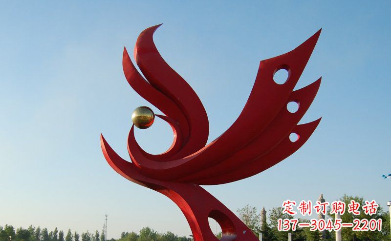 江西不锈钢公园凤凰雕塑 (2)