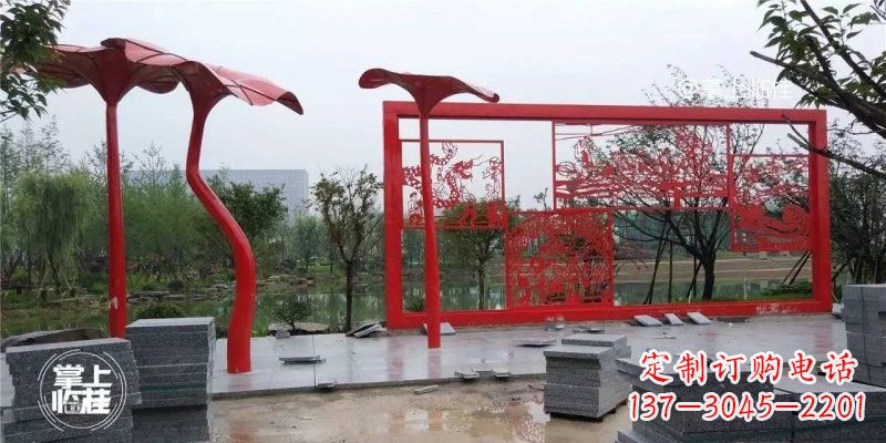 江西不锈钢公园剪纸龙凤雕塑