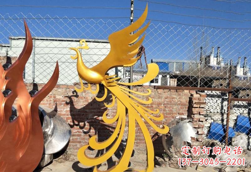 江西不锈钢公园金色凤凰雕塑