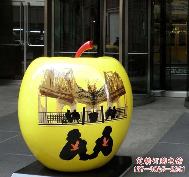 江西不锈钢公园景观苹果雕塑