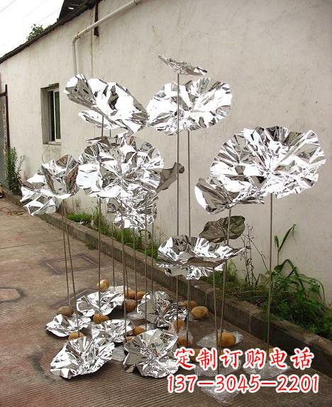 江西不锈钢公园镜面荷叶雕塑