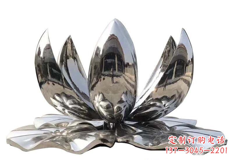 江西不锈钢公园镜面莲花雕塑光彩夺目