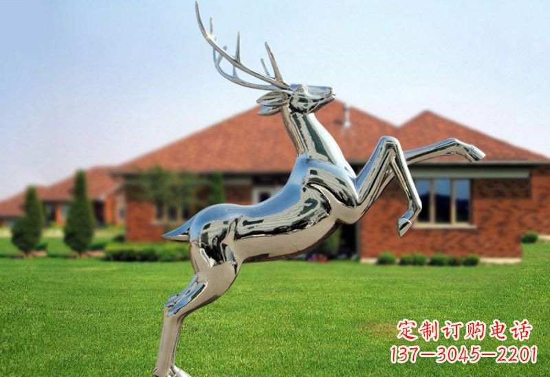 江西不锈钢公园镜面梅花鹿雕塑