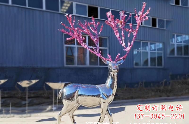 江西不锈钢公园镜面树枝梅花鹿