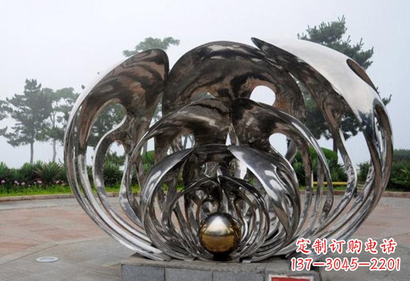 江西不锈钢公园镜面珍珠贝壳雕塑