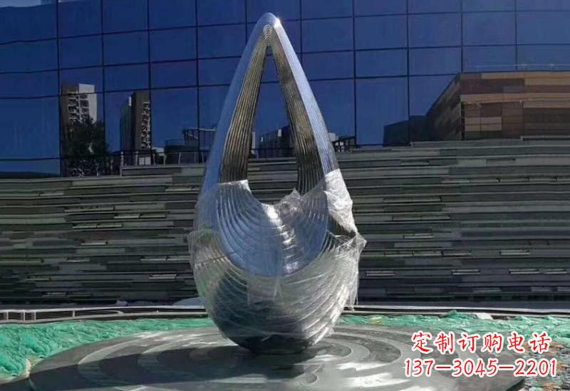 江西不锈钢公园空心水滴雕塑