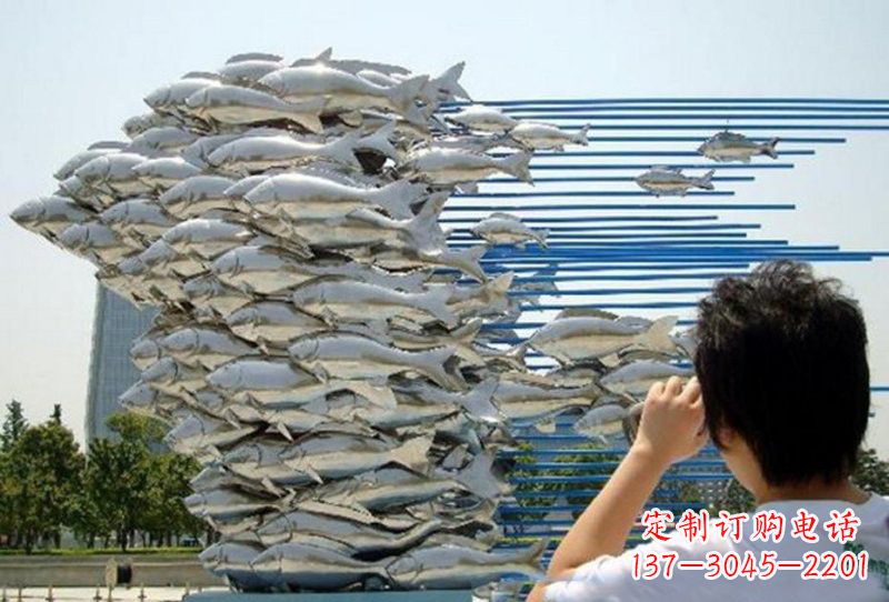 江西不锈钢公园鲤鱼群雕塑