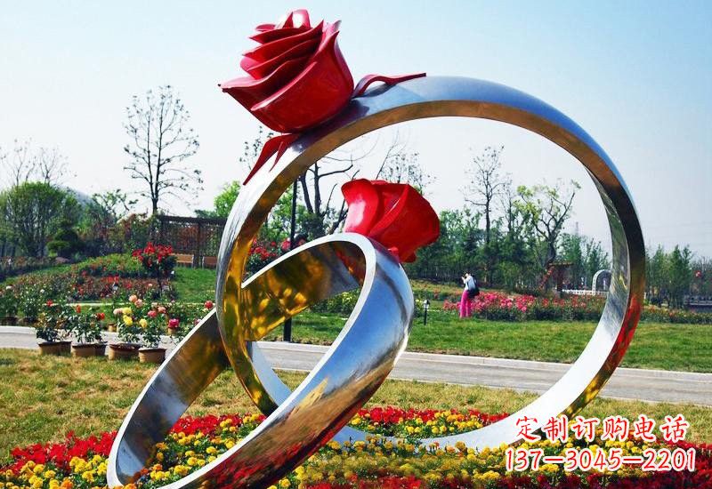 江西不锈钢公园玫瑰花戒指雕塑精致精美的礼物