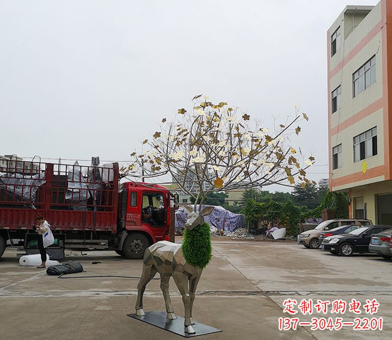 江西不锈钢公园梅花鹿雕塑 (2)