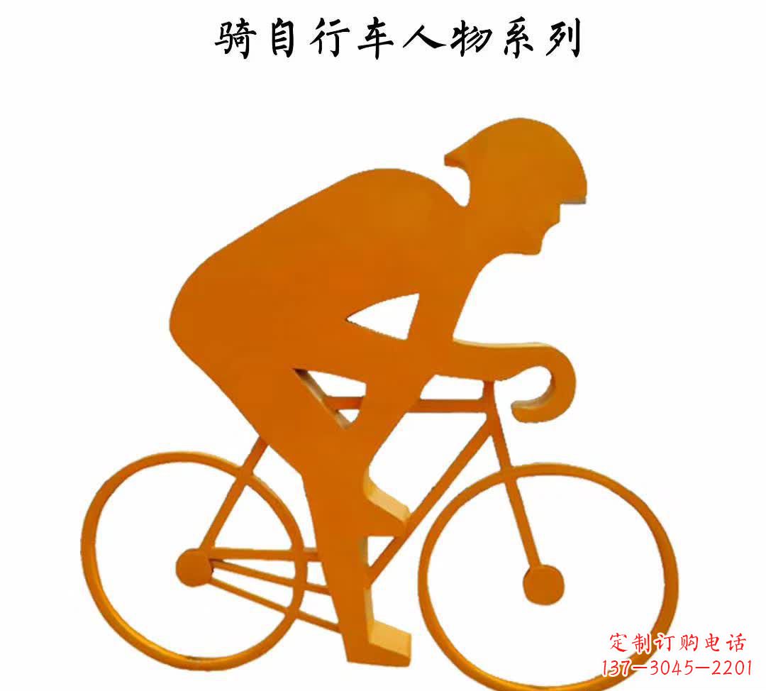 江西不锈钢公园骑自行车人物雕塑