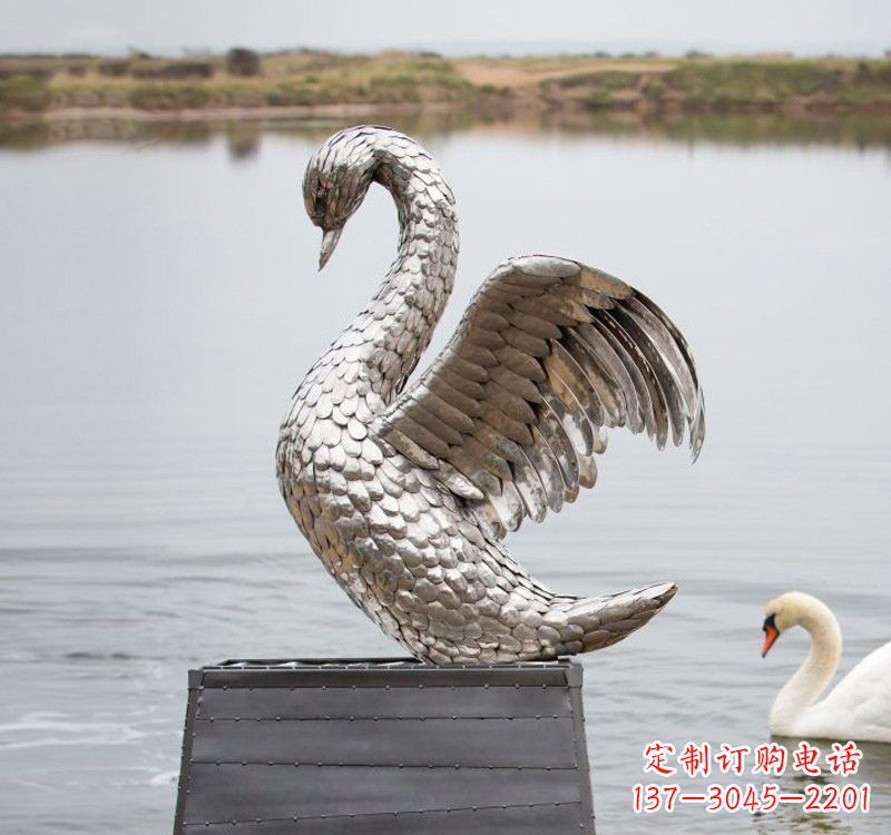 江西不锈钢公园天鹅雕塑