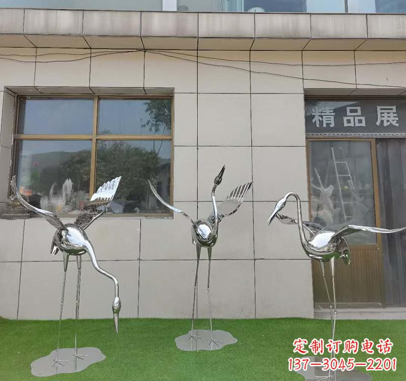 江西不锈钢公园仙鹤雕塑