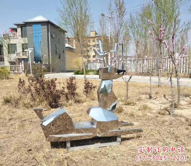 江西不锈钢公园小鹿雕塑