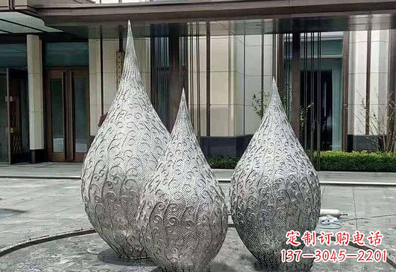 江西不锈钢公园小区镂空水滴雕塑