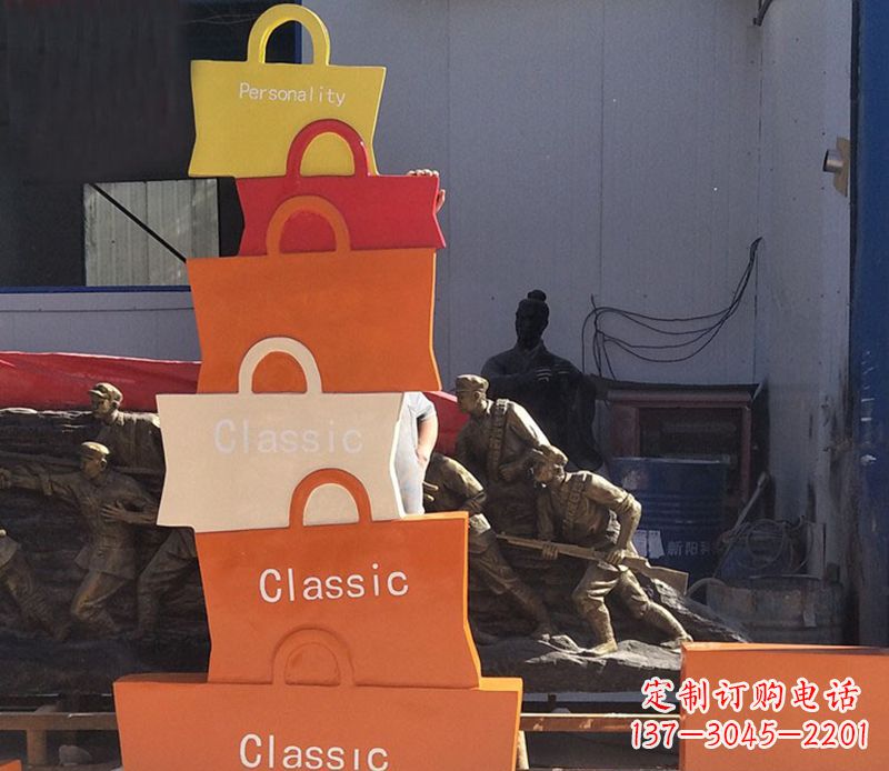 江西不锈钢购物袋雕塑2