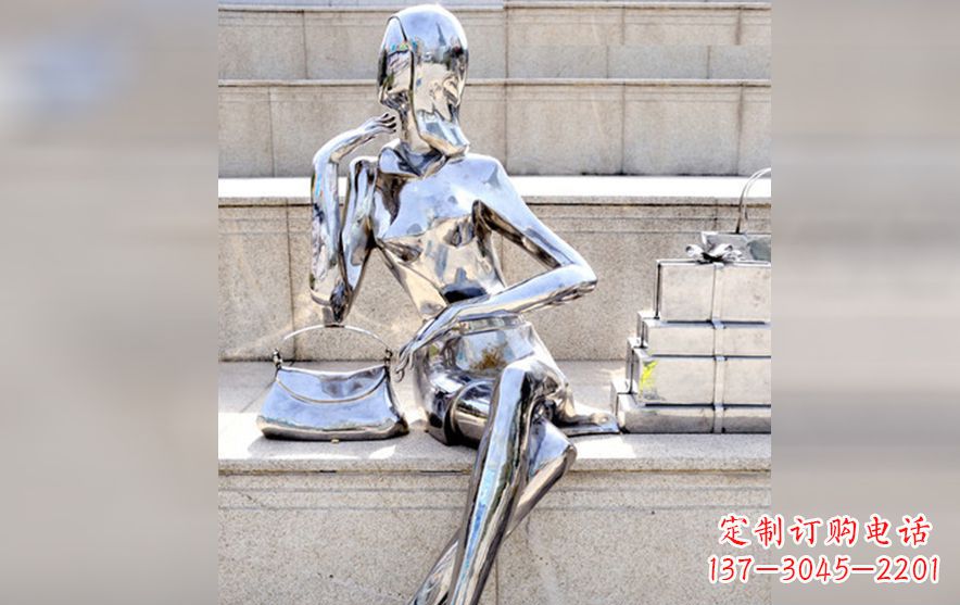 江西不锈钢购物美女人物雕塑