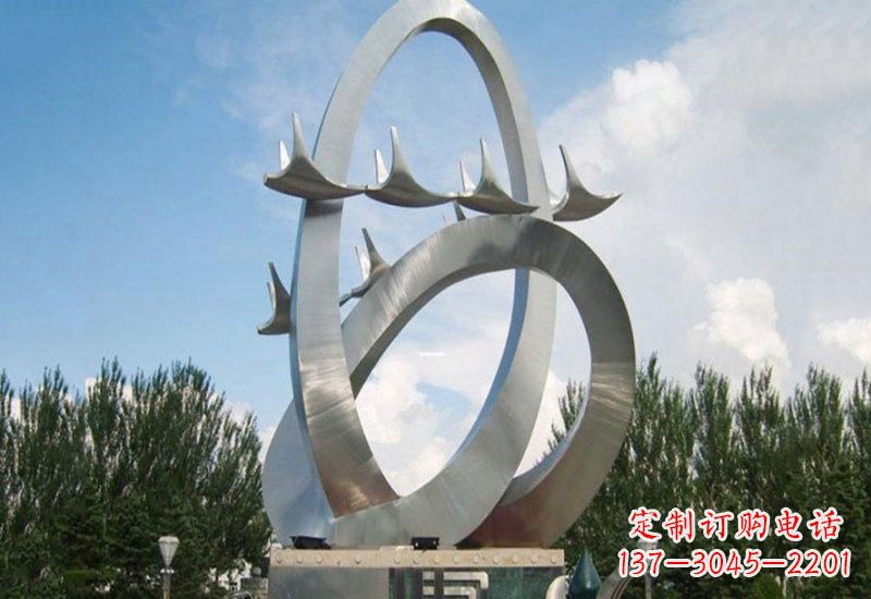 江西不锈钢广场抽象飞翔的天鹅雕塑