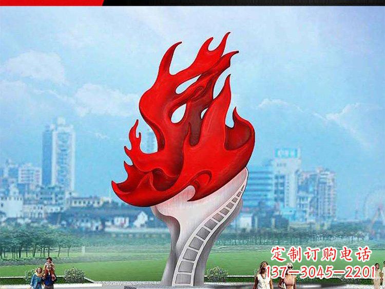 江西不锈钢广场抽象火炬雕塑设计图