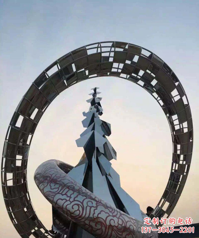 江西不锈钢松树祥云雕塑