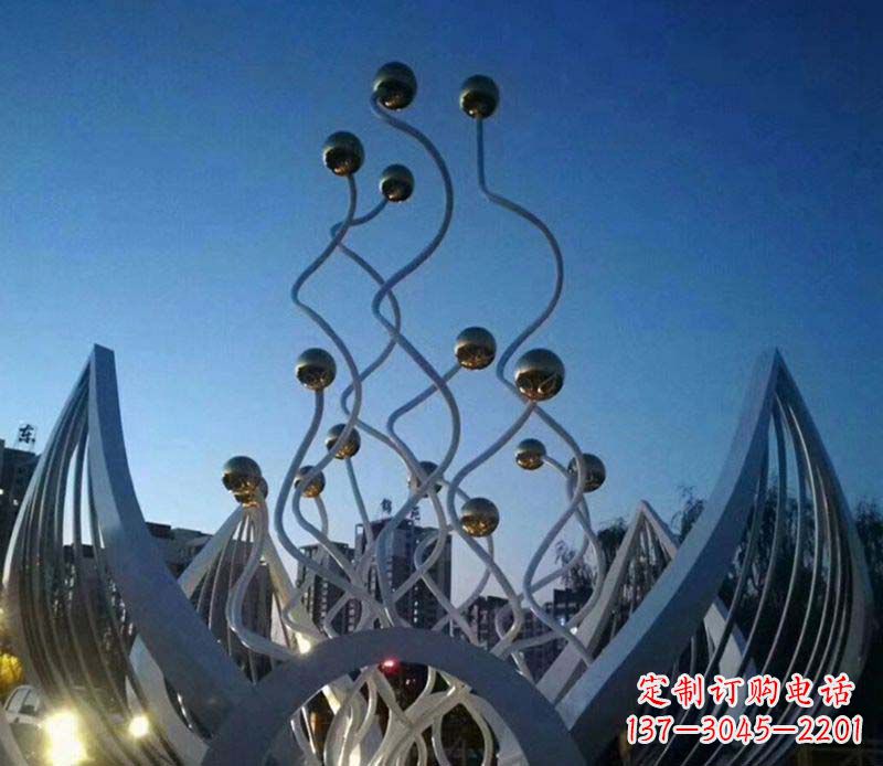 江西不锈钢荷花雕塑美丽的象征