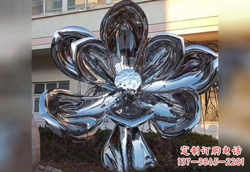 江西不锈钢广场镜面莲花雕塑精美外形,传承佛教文化