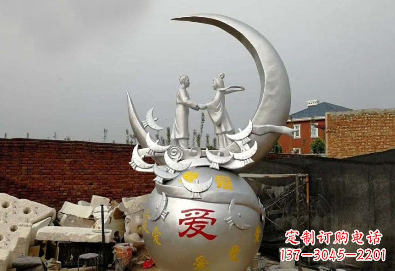 江西牛郎织女传说的不锈钢雕塑