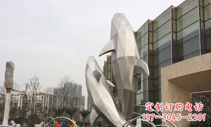 江西不锈钢海豚喷泉雕塑精美的海洋之美