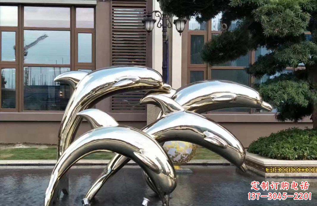 江西不锈钢海豚跳跃雕塑精美绝伦