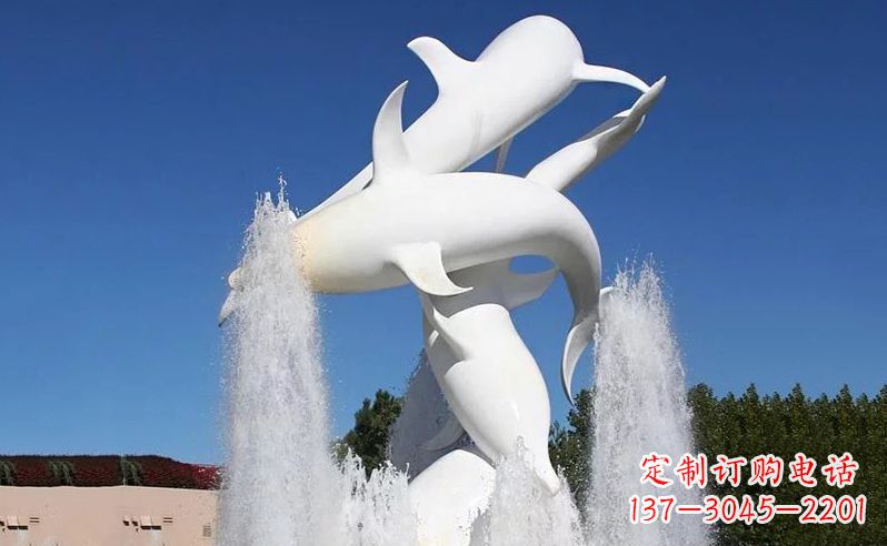 江西不锈钢海豚喷泉雕塑传递海豚的美丽