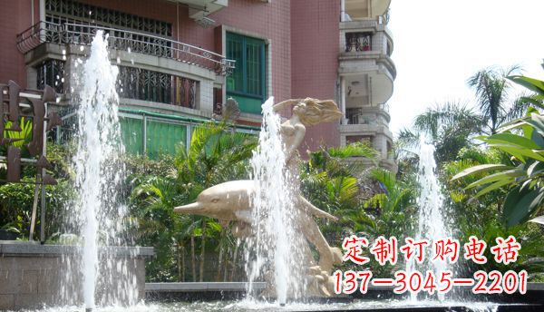 江西不锈钢海豚喷泉雕塑精美的海洋艺术
