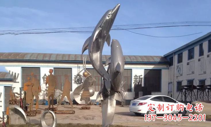 江西不锈钢海豚嬉戏雕塑精美的艺术视觉