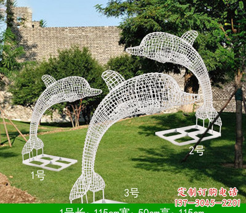 江西不锈钢海豚组合雕塑精美的艺术品