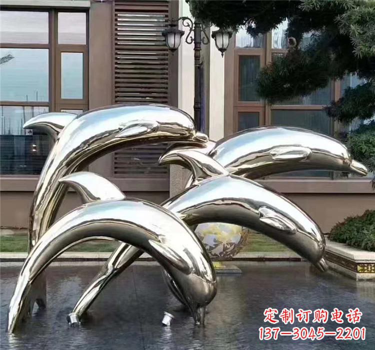 江西不锈钢海洋动物雕塑——海豚