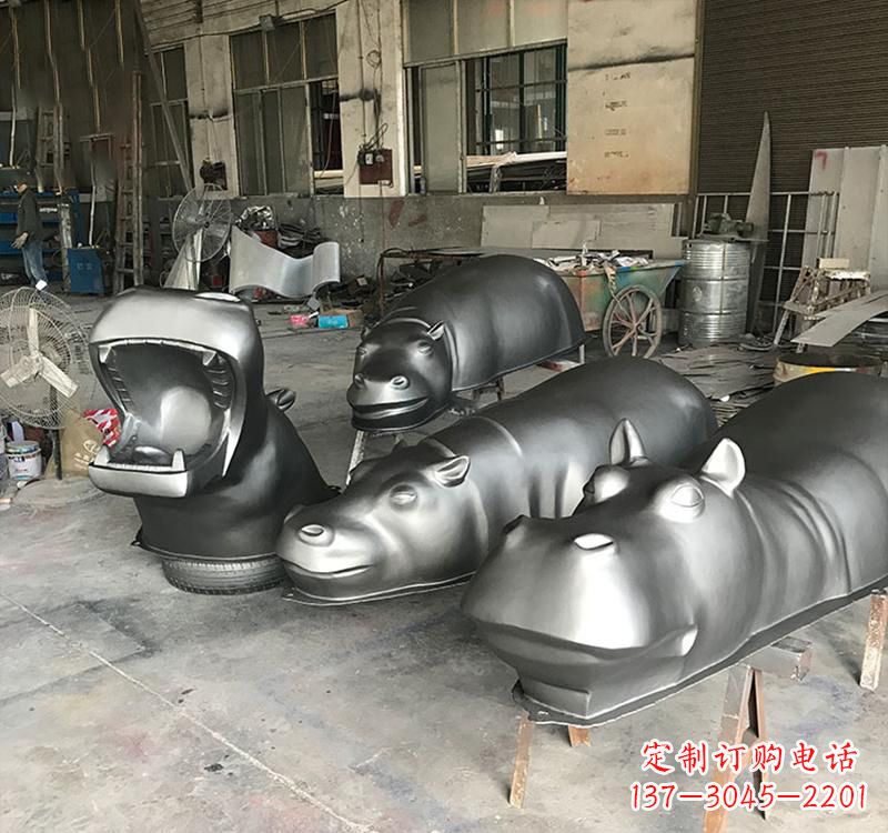 江西静态之美22英寸不锈钢河马雕塑