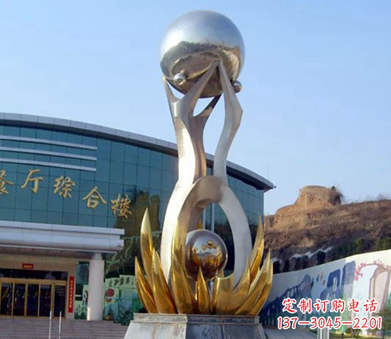江西不锈钢荷叶托球雕塑艺术之美