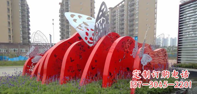 江西不锈钢蝴蝶小区景观雕塑美丽的蝴蝶展翅
