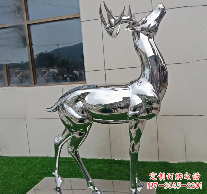 江西不锈钢户外动物鹿雕塑精致大气的艺术品