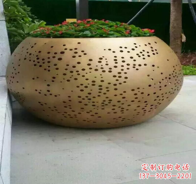 江西不锈钢户外花盆雕塑美观耐用的室外装饰