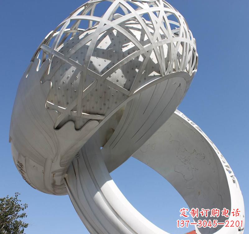 江西不锈钢户外婚庆戒指雕塑婚礼永恒的记忆